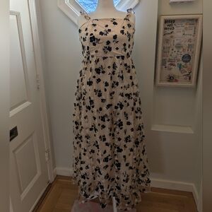 Black and cream embroidered floral dress